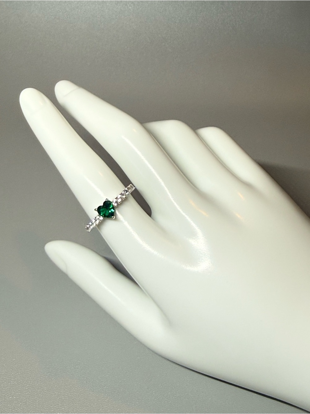 Macy's Emerald Green Heart Ring with Diamond Accents